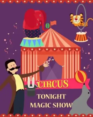 circus show banner animals tent man icons