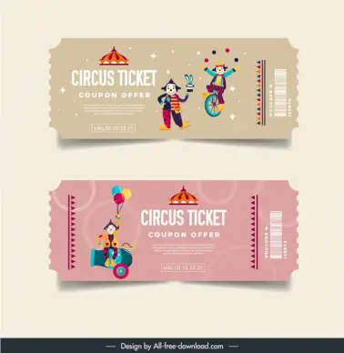 circus ticket template cute dynamic cartoon
