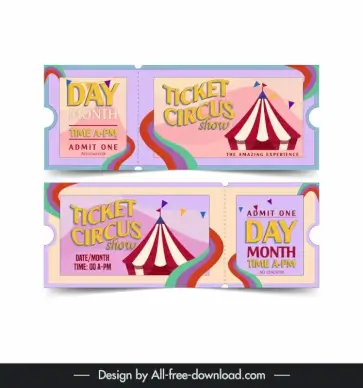 circus tickets templates classic flat tent ribbon