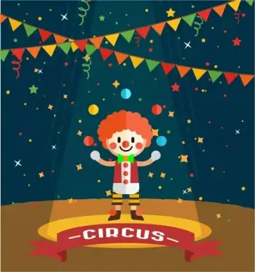 circus vector illustration with clown and juggle