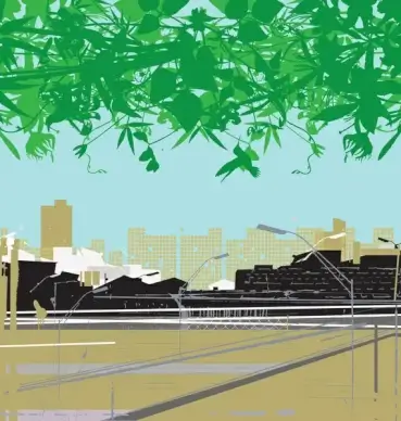 city and nature vector
