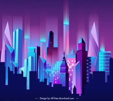 city backdrop template contrast 3d modern skyscrapers architectures