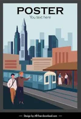 city downtown poster contemporary infrastructure sketch
