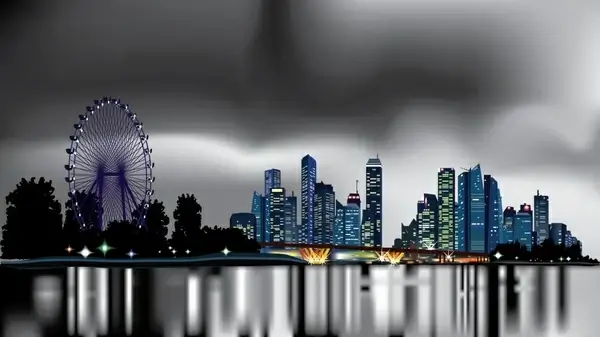 city background dark bokeh decor realistic modern design