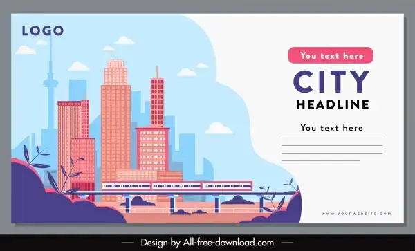city scene banner contemporary flat sketch