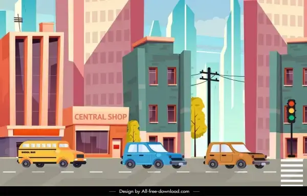 cityscape background colorful modern design