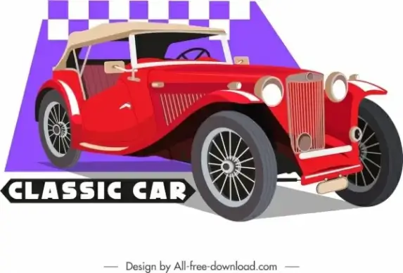 classic car template red luxury decor 3d design