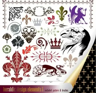 heraldic design elements european retro symbols