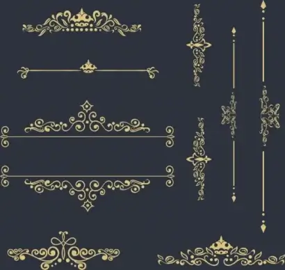 classical decor design elements various curved symmetry ornament