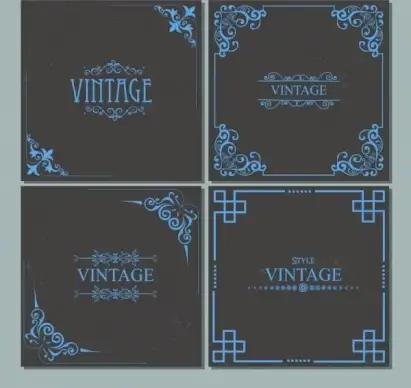 classical decorative corner templates dark blue design