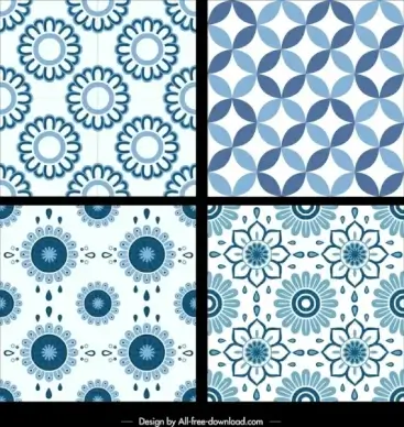 classical pattern templates blue repeating flowers decor