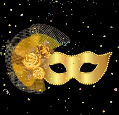 classical stage background golden mask rose icons decor