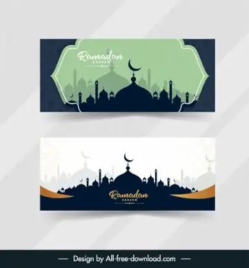 clean eid mubarak mosque banner silhouette arabic architectures design