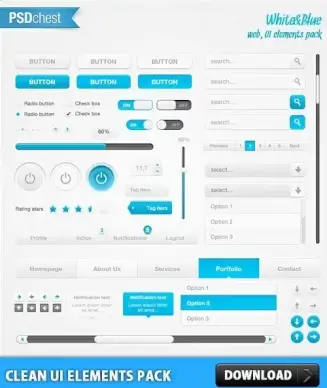 Clean UI Element Pack PSD