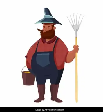 cleaning man icon colored cartoon character sketch