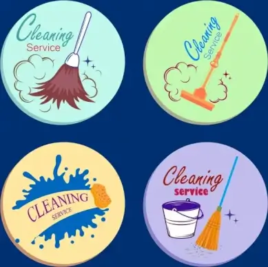 cleaning service design elementsvarious tools circle isolation