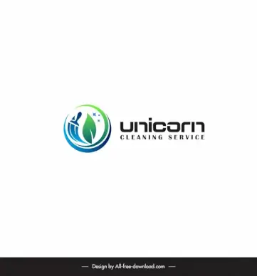 cleaning service logo isolated leaf brush texts