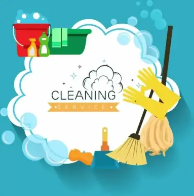 cleaning service poster housework tools icons decoration