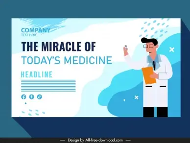 clinic banner flat classic doctor cartoon