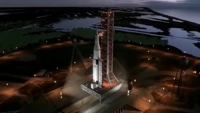 clip of launching spaceship into universe