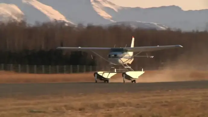 clip of seaplane taking off land