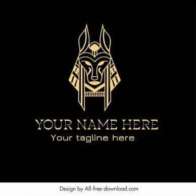 clothing logo ancient egypt pyramid gods luxury design element flat contrast dark symmetric fox face sketch
