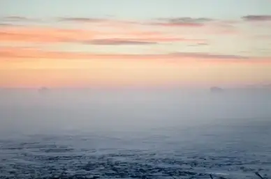 cloud cold field fog frozen ice mist sky snow