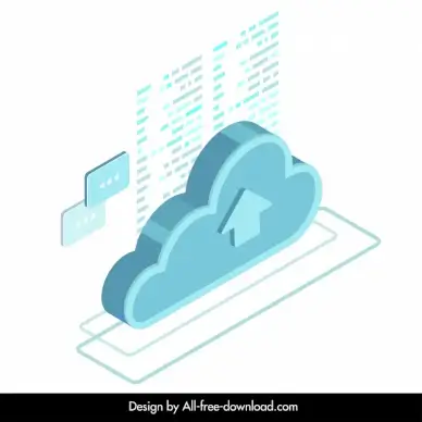 cloud computer technology design element modern 3d design