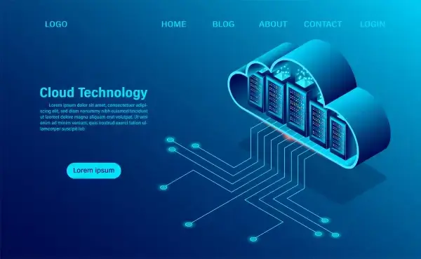 cloud computing concept online computing technology big data flow processing concept 3d servers and datacenter isometric flat design vector illustration