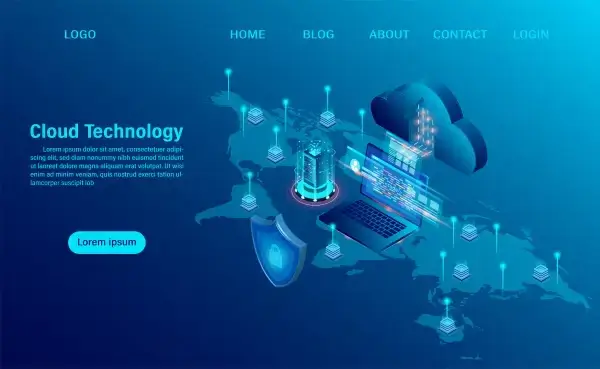 cloud computing concept online computing technology big data flow processing concept 3d servers and datacenter isometric flat design vector illustration