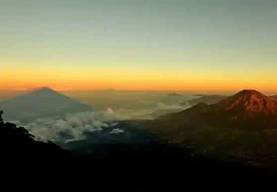 cloud dawn evening fog forest landscape light mist