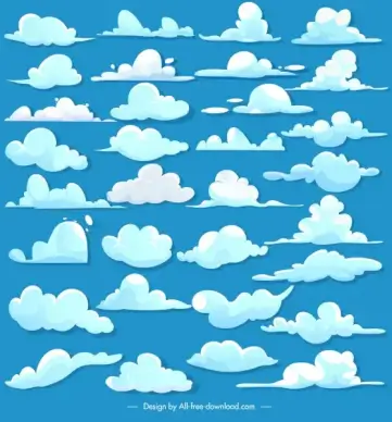 cloud design elements colored flat shapes sketch