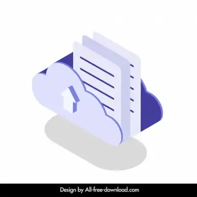 cloud document icon 3d shape sketch