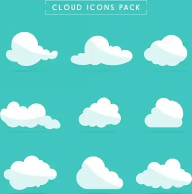 cloud icons collection white flat shapes