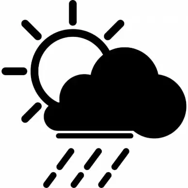 cloud sun rain weather forecast sign icon flat black white outline 