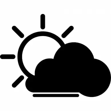 cloud sun weather forecast sign flat black white outline 