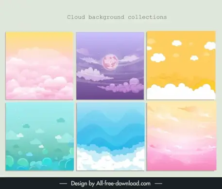 clouds background templates collection elegant dynamic classic 