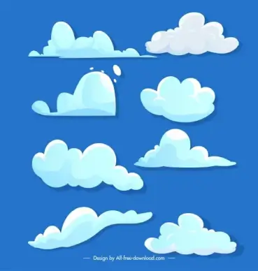 clouds design elements handdrawn flat shapes sketch
