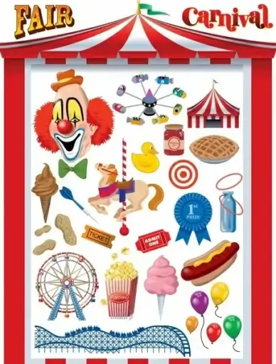 fair festive banner multicolored design elements decor