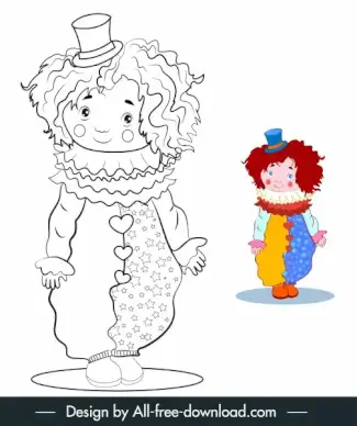 clown icon cute handdrawn cartoon sketch