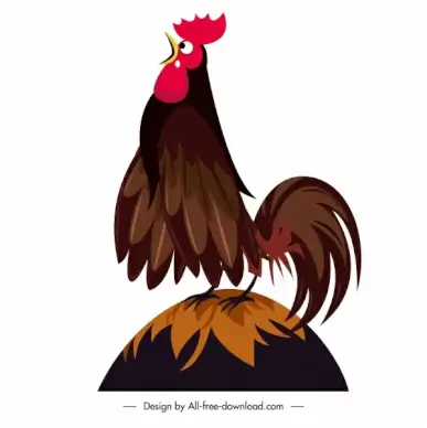 cock crow icon colored cartoon sketch