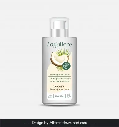 coconut skincare bottle packaging template elegant modern