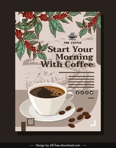 coffee advertising banner template elegant classical farm scene