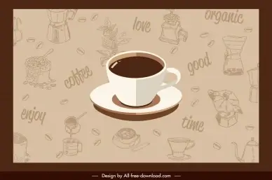 coffee background template cup cafe lements pattern