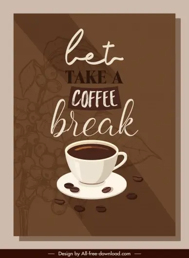 coffee background template dark classic cup tree beans