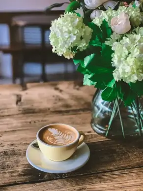 coffee background template elegant flowers pot