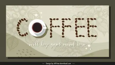 coffee background template texts layout cup tree