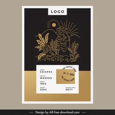  coffee badge template dark handdrawn classic