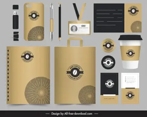 coffee brand identity sets elegant brown logo decor