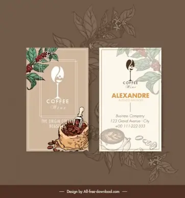 coffee business card template retro blurred handdrawn